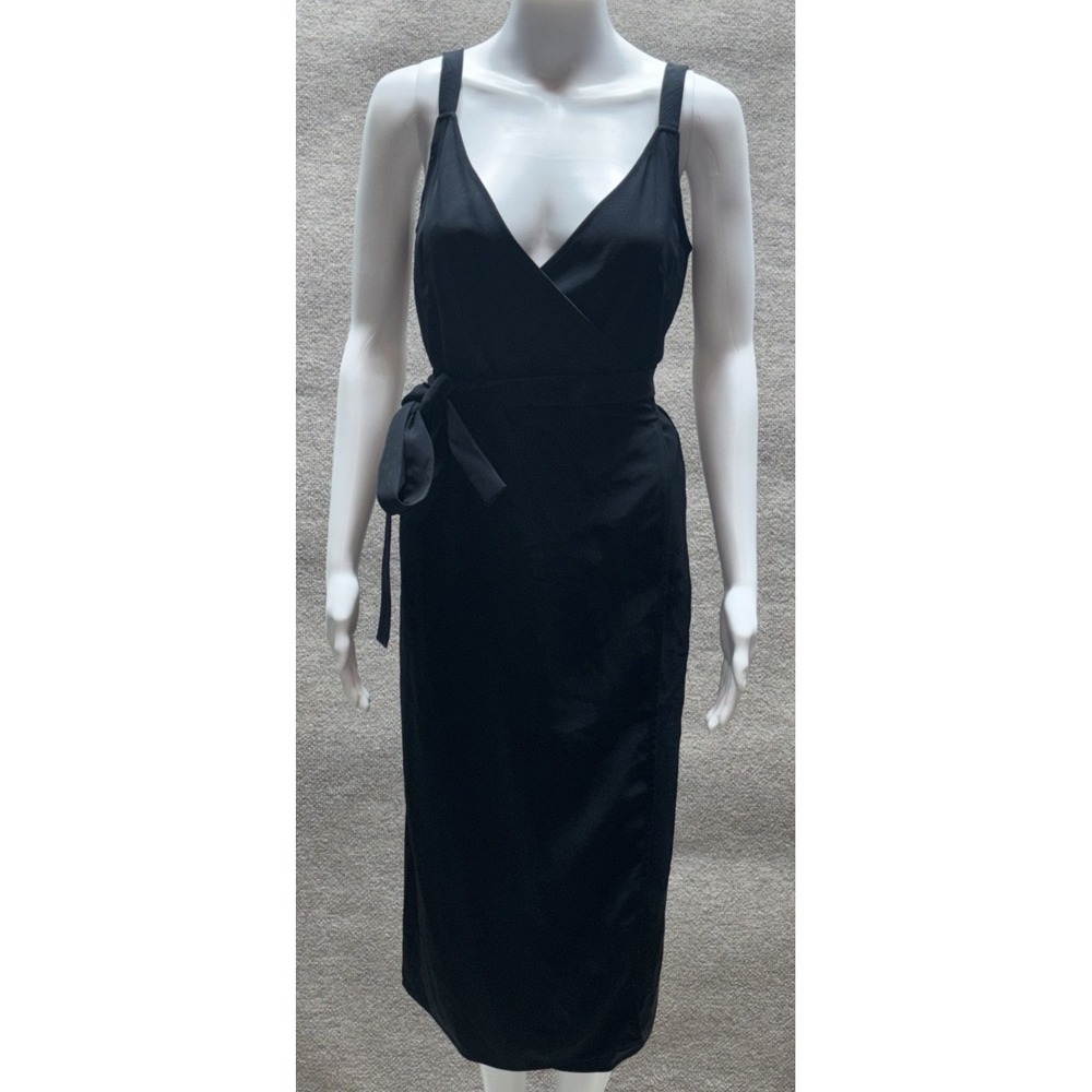 Everlane Size 0 The Japanese GoWeave Tank Wrap Dress Black Lightweight Minimal